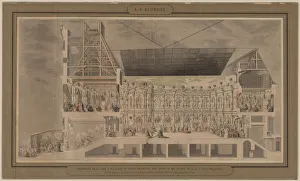 Brush And Gray Wash Gallery: Cross Section of the Hotel de Ville Seen in Perspective…, 1739-1740. Creator