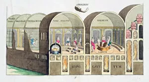 Hypocaust Gallery: Cross section of a Roman baths, 19th century