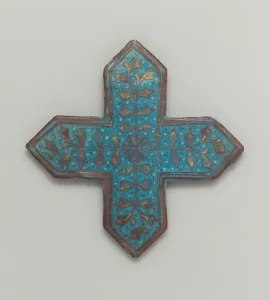 Ilkhanate Prints: Cross-Shaped Tile, Iran, second half 13th-early 14th century. Creator: Unknown