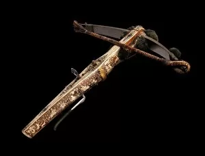 Johann Gottfried Collection: Crossbow (Halbe Rüstung) with Winder (Cranequin), crossbow, German, probably Dresden