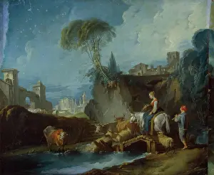 Franois Boucher Prints: Crossing the Bridge, 1735. Creator: Francois Boucher