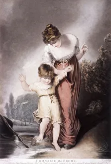 Sentimental Gallery: Crossing the Brook, c1803. Artist: William Say