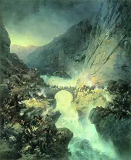 Switzerland Europe Prints: Crossing Over Devil's Bridge on 14 September 1799