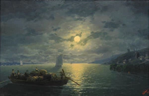 Aivazovsky Collection: Crossing the Dnepr River at Moonlit Night, 1897. Artist: Aivazovsky