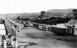 British Colony Prints: Crossing the first permanent Victoria Bridge, Brisbane, c1874. Creator: Unknown