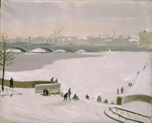 Crossing the frozen Neva River, 1935. Artist: Lapshin, Nikolay Fyodorovich (1888-1942)