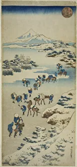 Pack Horse Prints: Crossing the Frozen Suwa Lake in Shinano Province (Shinshu Suwa kosui kori watari), Japan