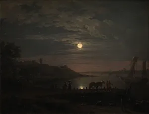 Jens Juul Prints: The Crossing over the Little Belt at Snoghoj. Moonrise, 1787. Creator: Jens Juel