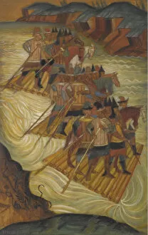 End Of 19th Early 20th Cen Collection: Crossing the river. Artist: Stelletsky, Dmitri Semyonovich (1875-1947)