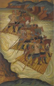 Varangians Collection: Crossing the river. Artist: Stelletsky, Dmitri Semyonovich (1875-1947)