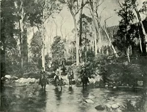 Exploring Gallery: Crossing the River, Near Buffalo Falls, 1901. Creator: Unknown