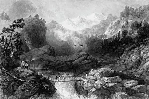 Roberts Emma Prints: Crossing by a Sangha, near Jumnootree, 1845. Creator: Unknown