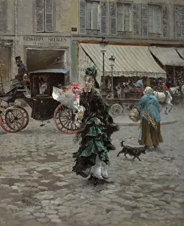 Awning Prints: Crossing The Street, 1873-75. Creator: Giovanni Boldini