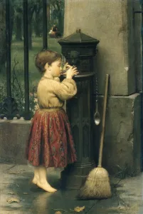 Water Fountain Prints: The Crossing Sweeper, ca. 1860s. Creator: Seymour Joseph Guy