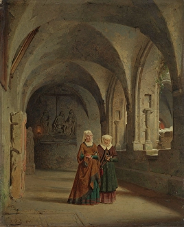 Nuns Prints: Crosswalk at a Gothic nunnery, 1861. Creator: Adolf Seel