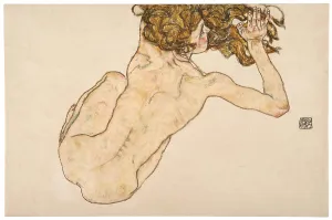 Schiele Prints: Crouching Nude, Back View, 1917. Creator: Schiele, Egon (1890-1918)