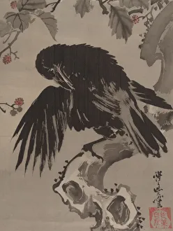Crow on a Branch, ca. 1887. Creator: Kawanabe Kyosai