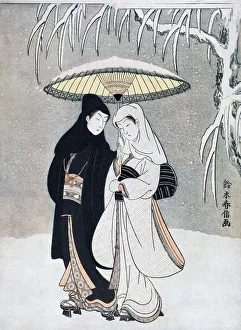 Platform Shoe Prints: Crow and Heron, or Young Lovers Walking Together under an Umbrella in a Snowstorm