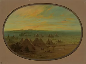 Plains Indian Gallery: A Crow Village on the Salmon River, 1855 / 1869. Creator: George Catlin