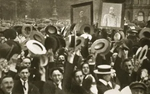 Francis Joseph I Prints: Crowd celebrating the Kaisers proclamation of war against Great Britain