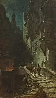 Biedermeier Collection: Crowd Guard (Night Round). Creator: Spitzweg, Carl (1808-1885)