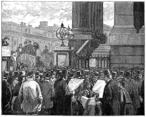 Anxious Collection: Crowd at the Mansion House reading the bulletins of the Prince of Waless illness, 1871 (1900)
