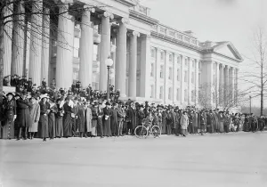 Wilson Thomas Woodrow Prints: Crowd on Treasury steps watching for Bride and Groom (Wilson)
