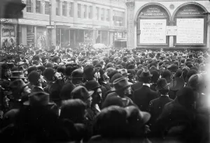 Fans Prints: Crowd watching playograph, World Series, 1911, 1911. Creator: Bain News Service