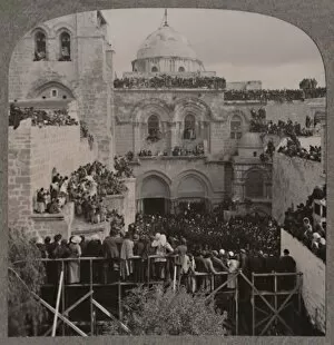 Crowds filling every niche of the Holy Sepulchure Church, c1900
