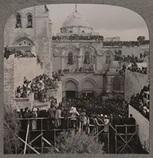 Holy Sepulchure Prints: Crowds filling every niche of the Holy Sepulchure Church, c1900