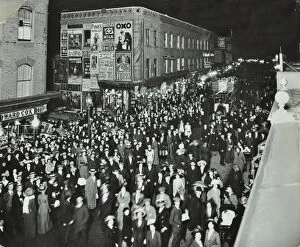 Greater London Council Gallery: Crowds of shoppers in Rye Lane at night, Peckham, London, 1913