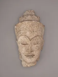 Bosatsu Collection: Crowned Head of a Bodhisattva, Ayutthaya period, late 17th century. Creator: Unknown