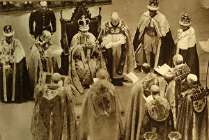 Albert Prince Prints: The Crowned King George VI Seated on the Coronation Chair