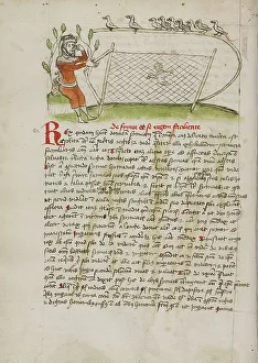 Crowned Prints: A Crowned Man Pointing to his Eyes and Holding a Net over a Bird