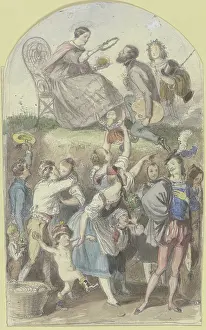 Albert Prints: A crowning of an artist, a crowd below. Creator: Albert Hendschel