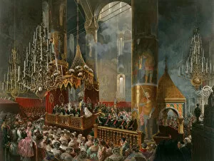 Empress Maria Alexandrovna Gallery: The crowning of Tsarina Maria Alexandrovna of Russia, Moscow, 1856. Artist: Mihaly Zichy