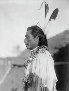 North Dakota Usa Prints: Crow's Heart-Mandan, c1908. Creator: Edward Sheriff Curtis
