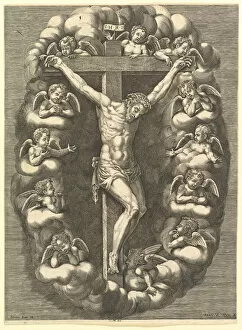 Aelst Nicolaus Van Collection: The Crucified Christ Surrounded by Mourning Angels, 1575-1679. Creator: Giorgio Ghisi