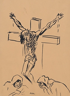 Notre Dame Du Folgo Prints: Crucifixion, 1940-1943. Creator: Arnold Peter Weisz-Kubincan