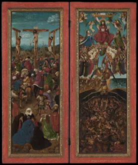 Last Judgment Gallery: The Crucifixion; The Last Judgment, ca. 1440-41. Creator: Jan van Eyck