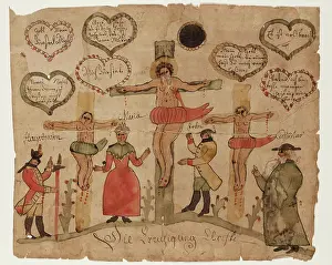 Heart Shape Prints: Crucifixion, late 18th century. Creator: Unknown