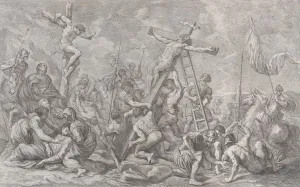 Battista Cipriani Gallery: The Crucifixion, with the lowering of the cross at center, soldiers throughout