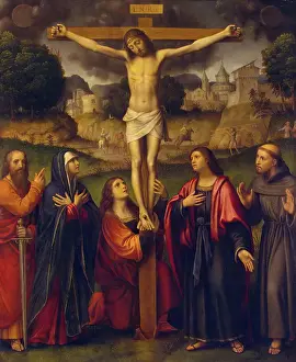 Apostle Prints: Crucifixion with Madonna and Sts Paul