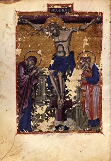 The Crucifixion (Manuscript illumination from the Matenadaran Gospel), 1401