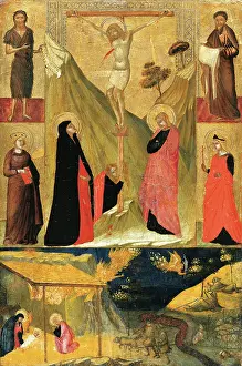 Nativity Prints: The Crucifixion, the Nativity and Saints, c1330-1335. Creator: Ambrogio Lorenzetti