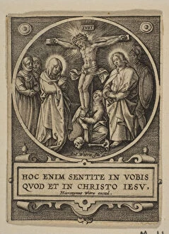 Hieronymus Wierix Gallery: The Crucifixion (Round) (reverse copy).n.d. Creator: Hieronymous Wierix