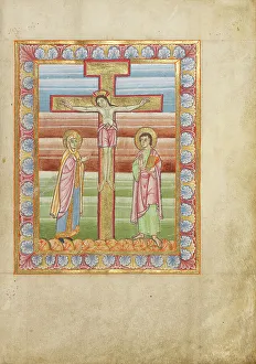 Recto Prints: The Crucifixion; Sacramentary, about 1025-1050. Creator: Unknown