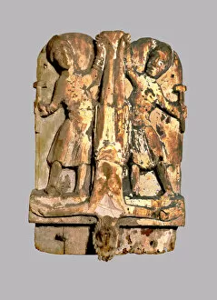 National Museum Of Art Of Catalonia Gallery: Crucifixion of St. Peter, 12th century carving