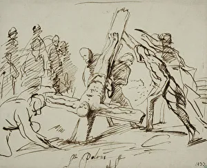 Philips Koninck Prints: Crucifixion of St. Peter. Creator: Philip Koninck