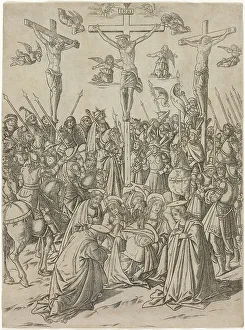 The Crucifixion with the Two Thieves, plate ten from the Life of the Virgin and Christ, c.1470. Creator: Francesco Rosselli